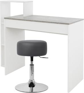 Schreibtisch mit Sitzhocker 110 x 72 x 40 cm Weiß/Beton-Optik aus Holz ML-Design