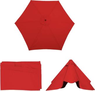 Ersatz-Bezug für Sonnenschirm Florida, Sonnenschirmbezug Ersatzbezug, Ø 3m Polyester 6 Streben ~ rot