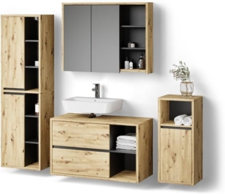 Livinity® Badmöbel-Set Vomano, Braun/Anthrazit, 4 Teile