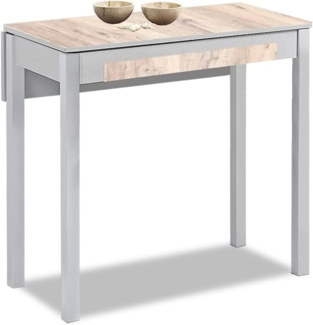 ASTIMESA Ausziehbarer Küchentisch, minimalistisch, Metallgestell, Glasoberfläche, Farbe: Amundsen, Maße: 80x40 cm, ausziehbar 80x60 cm