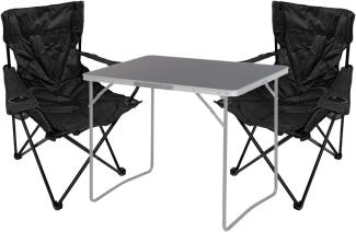 3-tlg Campingmöbel Set Campingtisch Anglerstuhl L80xB60xH68cm klappbar