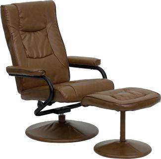 Flash Furniture Lehnsessel mit Polsterhocker, modern, Gestell mit Leder umwickelt, Metall, Palomino, 72 x 58 x 39 cm