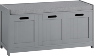 Sitzbank mit zwei Türen und einem Korb MDF Grau FSR80-SG