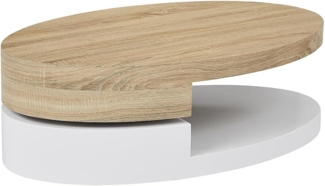 Vente-unique - Couchtisch mit drehbarer Tischplatte - MDF - Naturfarben & Weiß - VITALY