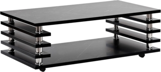 HOOZ Couchtisch Couchtisch mit Rollen 115x65 cm - Marmor-Optik in schwarz