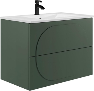 Vente-unique - Badmöbel Hängeschrank + Einbauwaschbecken - Grün - 80 cm - VUTOMA