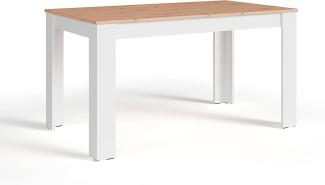 byLIVING Esstisch NORI / Moderner Küchentisch in Eiche-Optik / Untergestell Melamin weiß / Großer Tisch / 120x80, H 75 cm