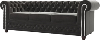 S-Style Möbel Chesterfield-Sofa Lena 3-Sitzer mit Schlaffunktion Samt Bezug