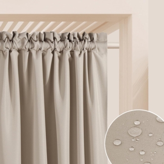 ROOM99 Outdoorvorhäng mit Kräuselband Garden Line 155x220 cm Breite x Höhe Outdoor Vorhang wetterfest Wasserdicht Sichtschutz Sonnenschutz Gardinen Garten Winddicht Beige, 1 Stück