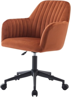 Vente-unique - Bürostuhl höhenverstellbar - Samt - Terracotta & Schwarz - ELEANA