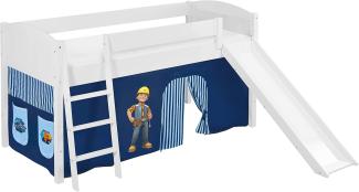 Lilokids 'Ida 4106' Spielbett 90x200 cm, Bob der Baumeister, Kiefer massiv, mit Rutsche und Vorhang