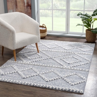 Carpet City Hochflor-Teppich Focus 3022, rechteckig, Höhe: 20 mm, Läufer, Boho, Hochtief-Muster/ 3D-Effekt, für Wohnzimmer, Schlafzimmer