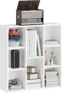 HOMCOM Bücherregal modernes Standregal mit 8 offenen Ablagefächern, freistehendes Ausstellungsregal 1-tlg, 74,3 x 24 x 80 cm, Weiß