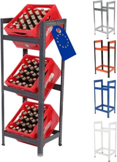 Modo24 Kastenständer HELIOS Metall Getränkekistenregal, Kistenregal, für 2 oder 3 Kisten, Getränkeregal Stabil Kistenständer Freistehend, Kistenhalter, 5 Farben