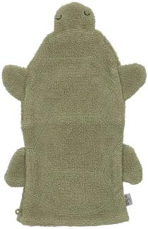 LÄSSIG Kinder Spiel-Waschhandschuh Waschlappen Frottier Stoff Baumwolle/Play Wash Glove GOTS Turtle