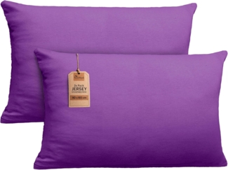 NatureMark 2er Pack Jersey Kissenbezug Kissenhülle Kissenbezüge Seitenschläferkissen Nackenkissen viele Größen und Farben ÖKO-TEX (40x60 cm (Nackenkissen geeignet), Lila)