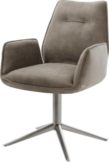 Drehstuhl Zoa-Flex Mikrofaser Taupe Vintage Fußkreuz Graphit 360° drehbar Wippfunktion Taschenfederkern