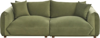 Sofa LUVOS Samtstoff Grün 3-Sitzer