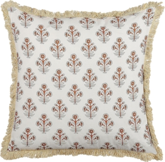 Kissen 2er Set Blumenmuster OMORIKA Baumwolle 45 x 45 cm Weiß