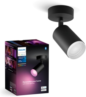 Philips Hue White & Color Ambiance Fugato 1er Spot, schwarz 1x350lm, dimmbar, 16 Mio. Farben, steuerbar via App, kompatibel mit Amazon Alexa (Echo, Echo Dot), neue Generation