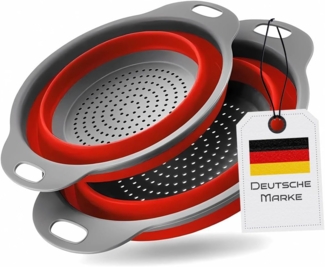 König Design Seiher 2er Set Faltbares Küchensieb Nudelsieb, Silikon / Kunststoff, (Set, 2-St, 2 Größen), Seiher Sieb, Küche Silikon Klappbar Abtropfsieb Nudelsieb