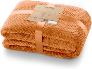 DecoKing Kuscheldecke 70x150 cm Decke Microfaser Wohndecke Tagesdecke Fleece weich sanft kuschelig skandinavischer Stil Fuchsrot Henry