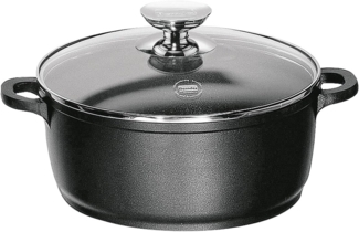 Berndes Vario Click Induction Kochtopf mit Glasdeckel, Topf mit Deckel, Antihaftversiegelung, Aluminiumguss, Schwarz, Ø 16 cm, 031141