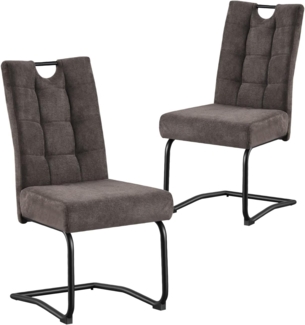 B&D home Esszimmerstühle SOFIA 2er Set | Freischwinger Stühle Schwingstuhl für Esszimmer, Küche, Büro | retro industrial | Webstoff Cappuccino