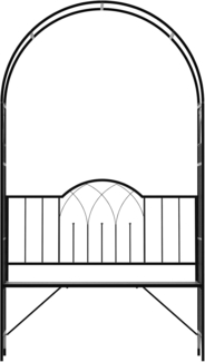 Outsunny Gartenbank Laubenbank Philosophenbank Rankgitter Rankhilfe (Rosenbank, 1-St, Rosenbogen mit Bank), Metall Schwarz 115 x 59 x 203 cm