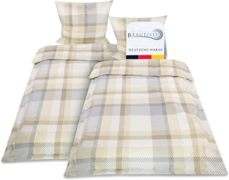 Beautissu 4tlg Bettwäsche Mira Beige 200cm, 135cm
