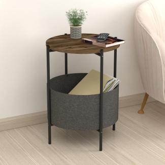 Beistelltisch Hofors 60x43cm Anthrazit / Eichenoptik, antik [en. casa]