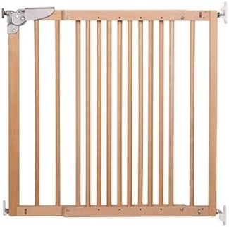 DOLLE Türschutzgitter Treppenschutzgitter aus Massivholz Natur. Breite 75,6 – 110,4 cm. Schwenkbares Kindersicherheitsgitter mit Einhand-Sicherheitsverschluss. TÜV/GS geprüft.