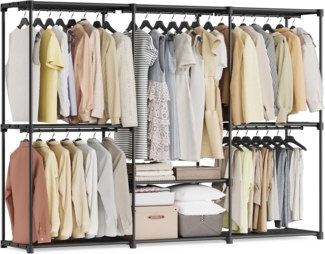 SONGMICS Kleiderschrank offen, Kleiderständer, Kleiderstange, Garderobe, 5 Hängefächer, viel Platz, für Schlafzimmer, Wohnzimmer, 205 x 43 x 166 cm