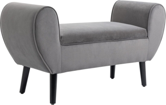 HOMCOM Sitzbank Polsterbank mit Stauraum Armlehnen Truhenbank modern Flur Schlafzimmer Wohnzimmer samtartiges Polyester Gummiholz Grau 118 x 42 x 66 cm