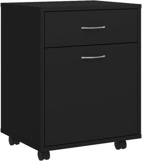 vidaXL Rollschrank mit 1 Tür 1 Schublade Rollcontainer Büroschrank Aktenschrank Bürocontainer Schrank Büro Schwarz 45 x 38 x 54 cm Holzwerkstoff