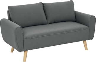 HOMCOM 2-Sitzer mit 2 Kissen, 54cm extra tiefen Sitzen, Holzrahmen, aus Cord, Doppelsofa 1 Teile, für Wohnzimmer Schlafzimmer Büro, 145 x 75 x 78 cm, Dunkelgrau