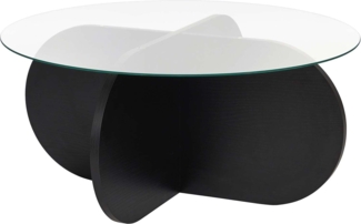 Stylish Coffee Table, 75 x 35 x 75 cm | 100% Tempered Glass & Melamine Coated Particle Board | Elegant Black & Transparent Design for Modern Living Spaces