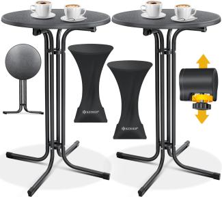 KESSER® Gastro Stehtisch klappbar - Gastronomie Bistrotisch rund - Wetterbeständiger Klapptisch Gartentisch - Runder Partytisch - Hitzebeständig - Stabil und sicher Schwarz, Ø 70 cm, 2er Set