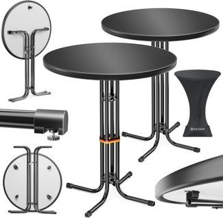 KESSER® Gastro Stehtisch klappbar - Gastronomie Bistrotisch rund - Wetterbeständiger Klapptisch Gartentisch - Runder Partytisch - Hitzebeständig - Stabil und sicher Schwarz, Ø 70 cm, 2er Set