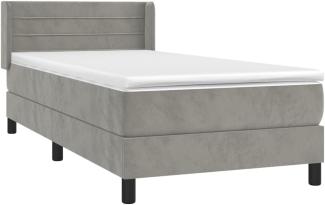 Boxspringbett mit Matratze, Linien und Abrundungen, Hellgrau 100x200 cm Samt