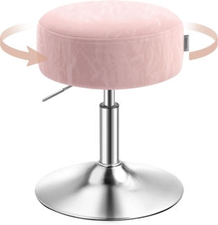 Schminkhocker, Schminkstuhl, Sitzhocker, höhenverstellbar, 360° drehbar, PU, dicke Polsterung, für Schlafzimmer, Küche, Esszimmer, pastellrosa