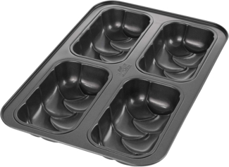 Birkmann, Laib & Seele Mini-Hefezopfblech, eckige Backform für 4 kleine Hefezöpfe, Karbonstahl, Antihaftbeschichtung, mit Rezept, 210301
