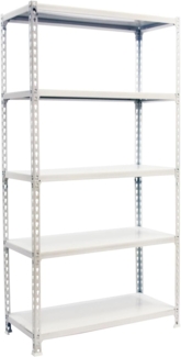 Simon Rack Schwerlastregal, 2000 x 1000 x 500 mm, Bis 180 kg Belastbar, 5 Verstellbare Ablagen, Kellerregal, Lagerregal, Weiss - Simonclick