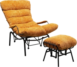 Sessel mit Hocker Vienna , Polyester , Gelb , 83 x 105 x 52 cm