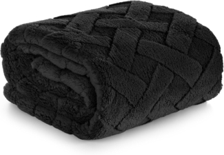 Wohndecke CARO Design91 Karierte Kuscheldecke ideales Geschenk Weiche warme Decke 170X210 cm schwarz