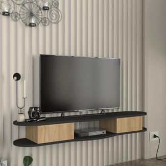 TV-Lowboard hängend Nyskiri 150x35x19 cm Anthrazit/Eicheoptik [en. casa]