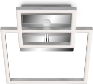TELEFUNKEN - LED Deckenleuchte, inkl. Bewegungsmelder, Deckenlampe mit Dauerlichtfunktion, warmweiße Lichtfarbe, 20 Watt, 1.500 Lumen, Chrom/Aluminiumfarbig, 358 x 260 x 76 mm (LxBxH) 318608TF