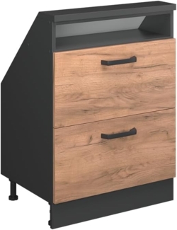Dachschrägenschrank Rion Goldkraft Eiche/Anthrazit mit 2 Schubladen Vicco