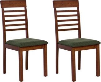 Esszimmerstuhl 2er Set ORTLEY Holz Dunkelbraun Grün