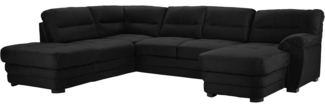 Mivano Wohnlandschaft Royale, Zeitloses U-Form-Sofa mit hohen Rückenlehnen, 316 x 90 x 230, Mikrofaser, schwarz